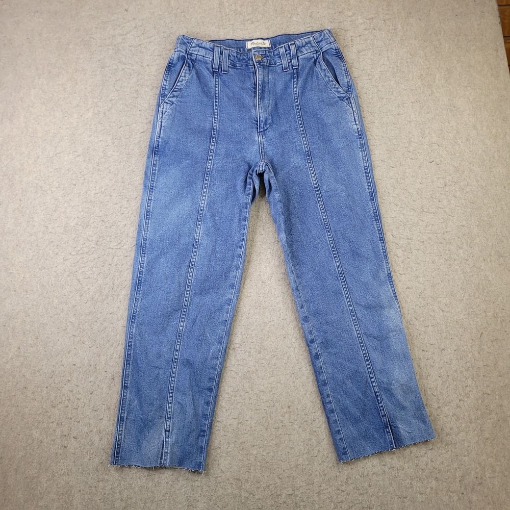 Madewell Perfect‎ Vintage Straight Jeans Womens 28 High Rise Front Seam Raw Hem